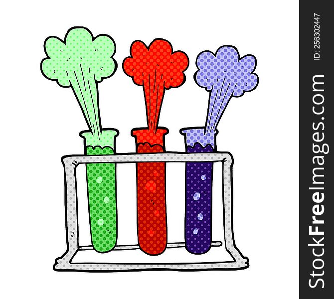 freehand drawn cartoon rack of test tubes exploding