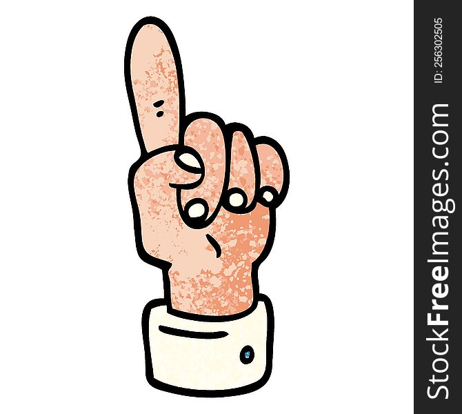 Grunge Textured Illustration Cartoon Pointing Hand