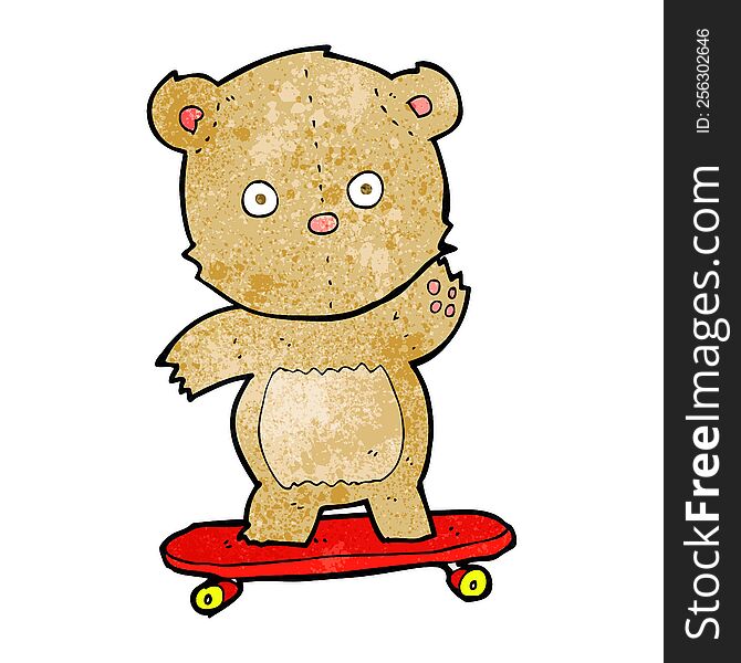 cartoon teddy bear on skateboard