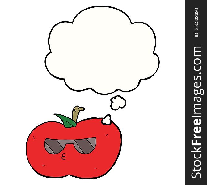Cartoon Cool Apple And Thought Bubble