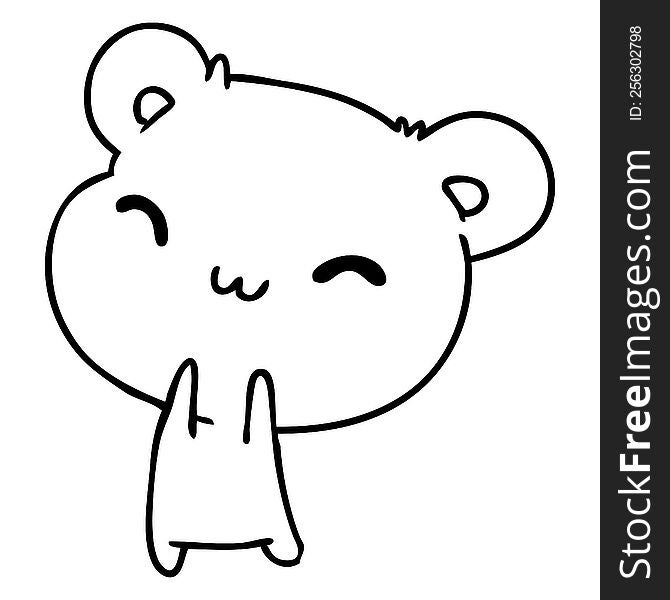 Line Drawing Kawaii Cute Teddy Bear