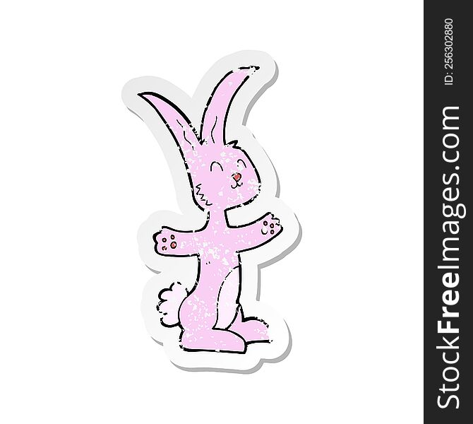 Retro Distressed Sticker Of A Cartoon Rabbit