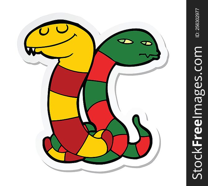 sticker of a cartoon snakes