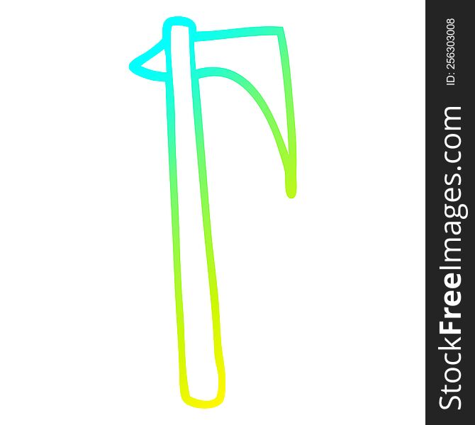 Cold Gradient Line Drawing Cartoon Sharp Axe