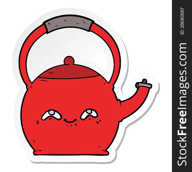 sticker of a cartoon kettle