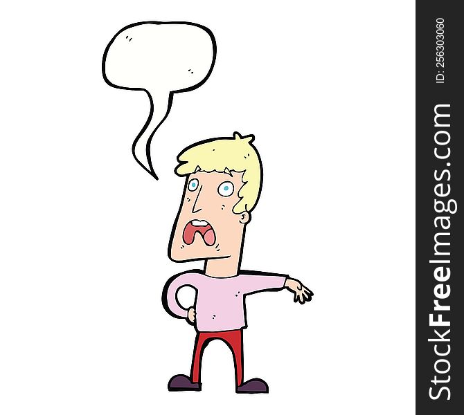cartoon complaining man with speech bubble
