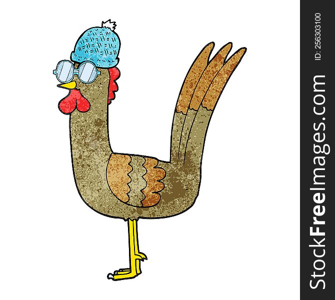 Textured Cartoon Chicken Wearing Disguise