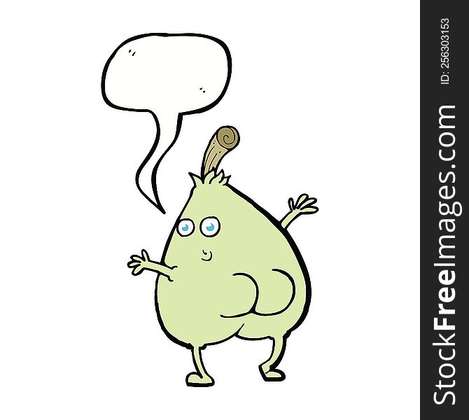 a nice pear cartoon with speech bubble