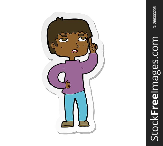 Sticker Of A Cartoon Boy With Question