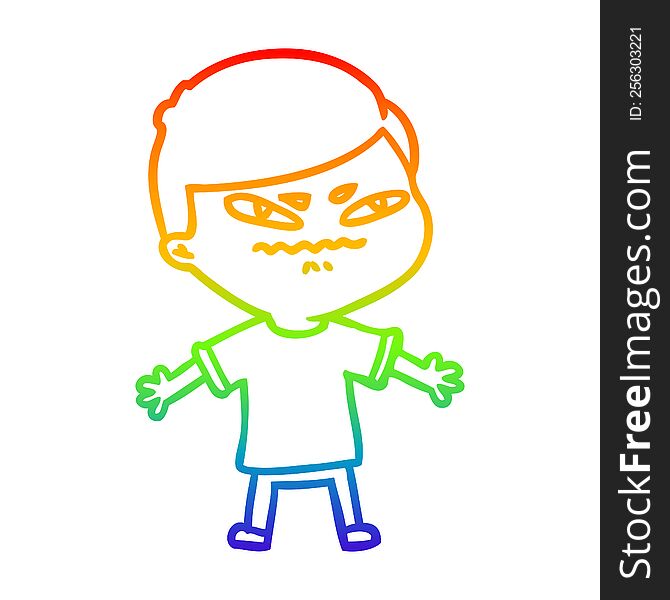 Rainbow Gradient Line Drawing Cartoon Exasperated Man