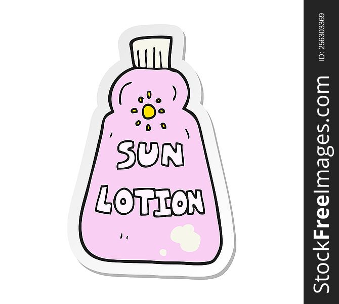 sticker of a cartoon sun lotion