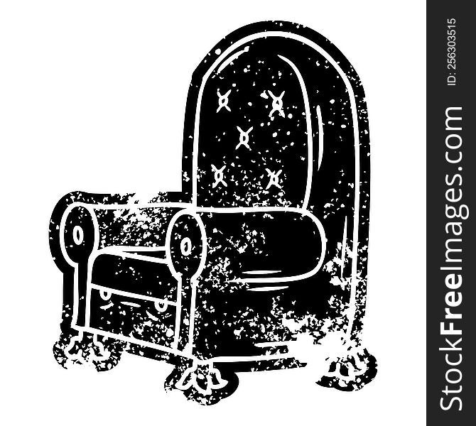 Grunge Icon Drawing Of A Blue Arm Chair