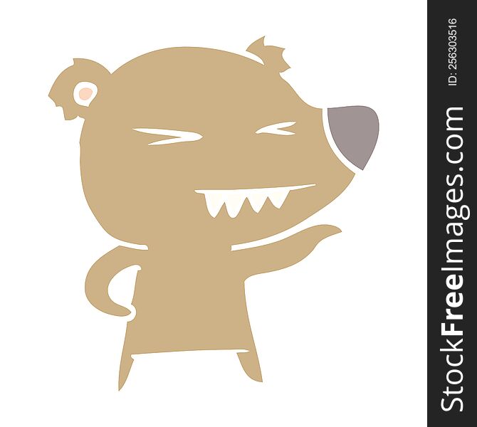 Angry Bear Flat Color Style Cartoon