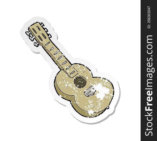 retro distressed sticker of a cartoon guitar