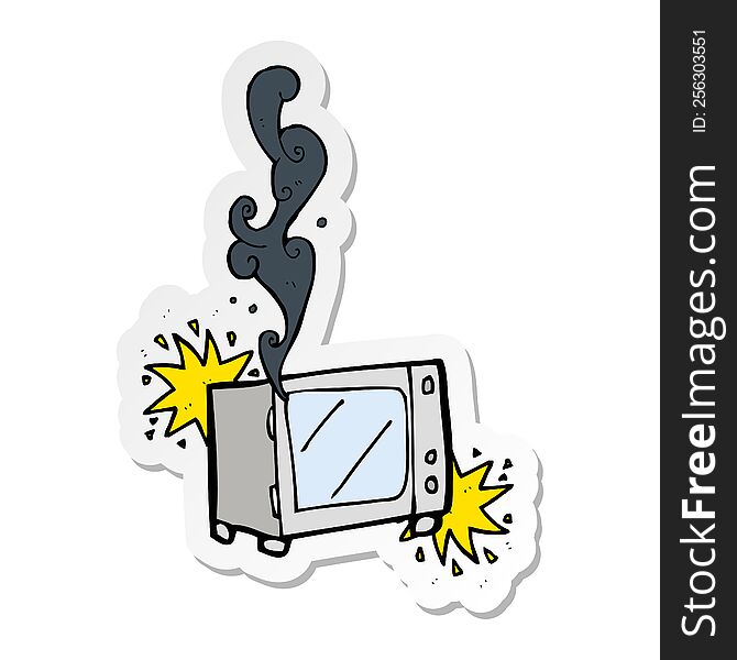 sticker of a cartoon exploding microwave