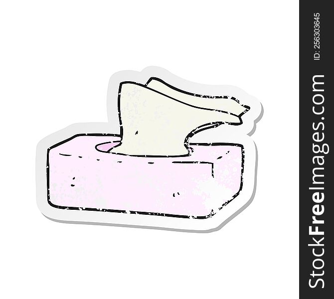 Retro Distressed Sticker Of A Cartoon Box Of Tissues