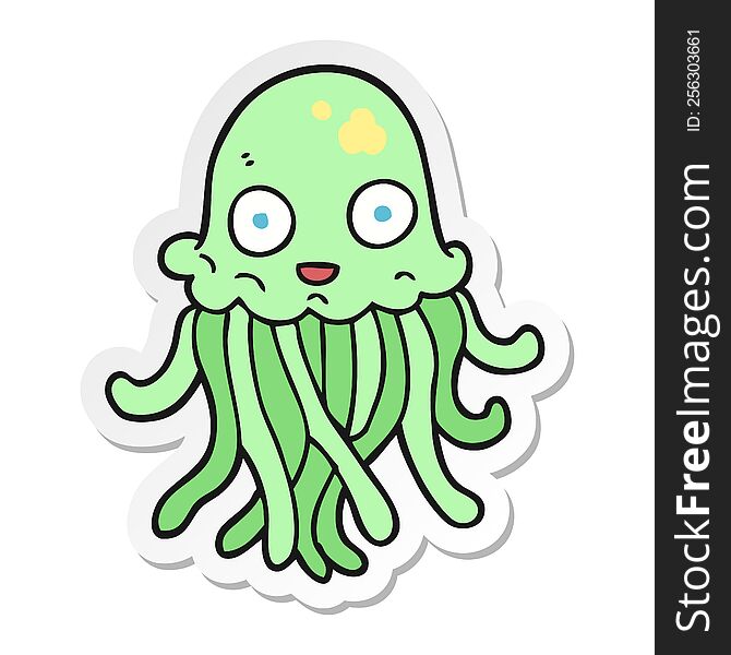 sticker of a cartoon octopus