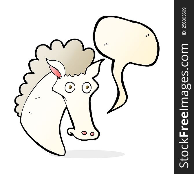 Cartoon Horse Head With Speech Bubble