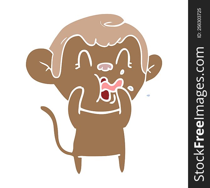 Crazy Flat Color Style Cartoon Monkey
