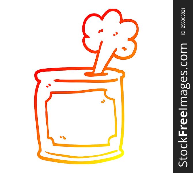 warm gradient line drawing of a cartoon can of food being opened