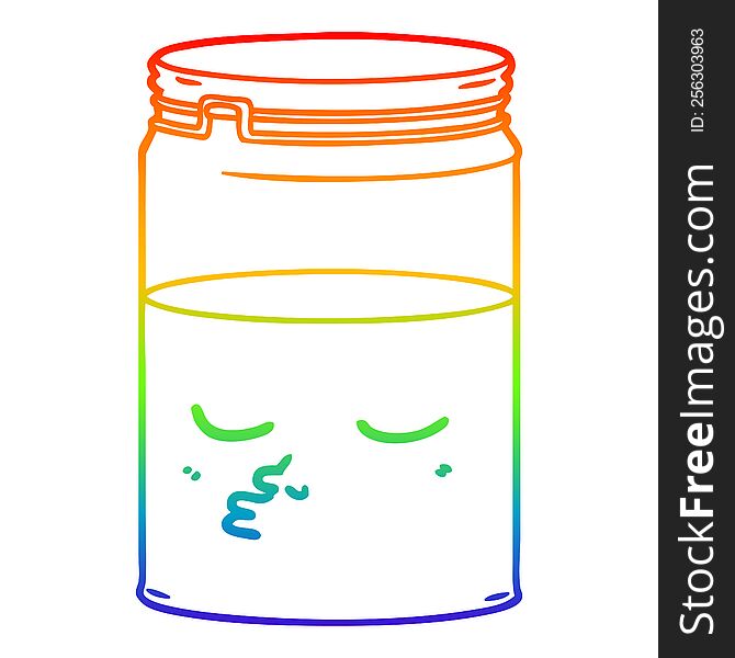 rainbow gradient line drawing of a cartoon glass jar