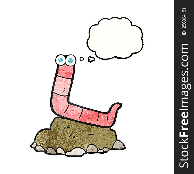 freehand drawn thought bubble textured cartoon worm