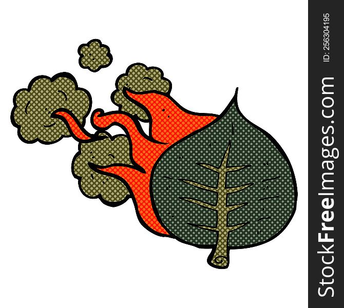 Cartoon Burning Leaf
