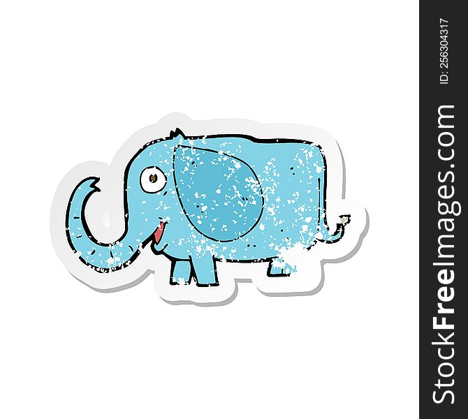 retro distressed sticker of a cartoon baby elephant