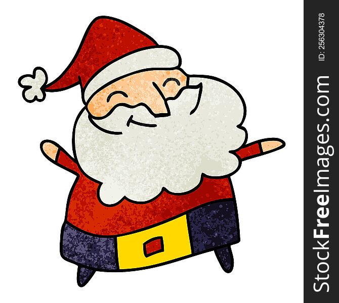 Textured Cartoon Of A Jolly Father Christmas