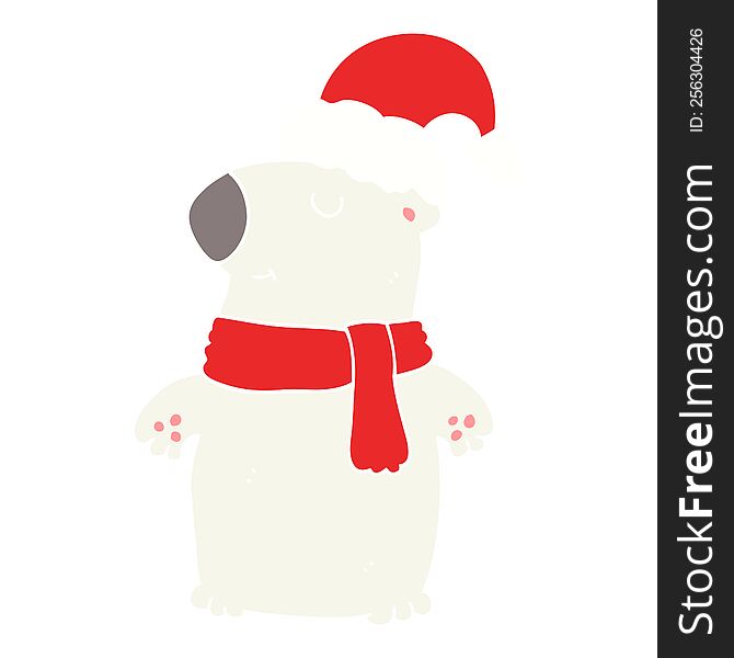 Cute Flat Color Style Cartoon Christmas Bear