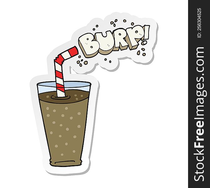 sticker of a cartoon fizzy drink in glass