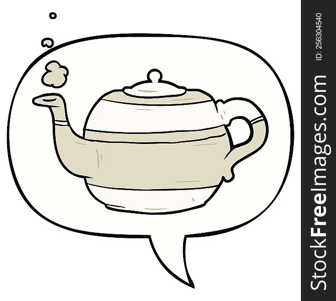 Cartoon Tea Pot And Speech Bubble