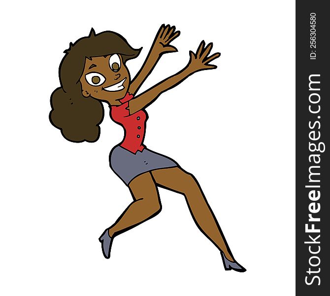 Cartoon Happy Woman Jumping