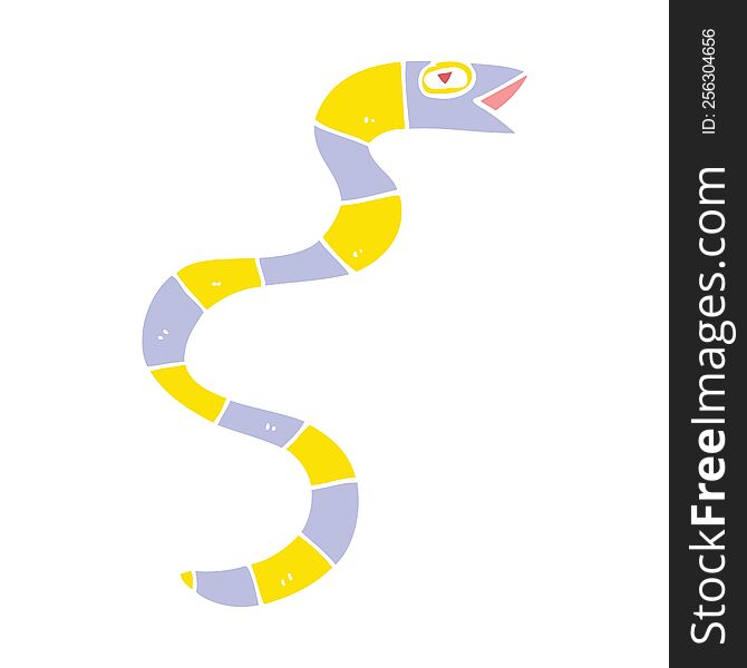 hissing flat color style cartoon snake