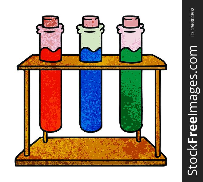 hand drawn textured cartoon doodle of a science test tube