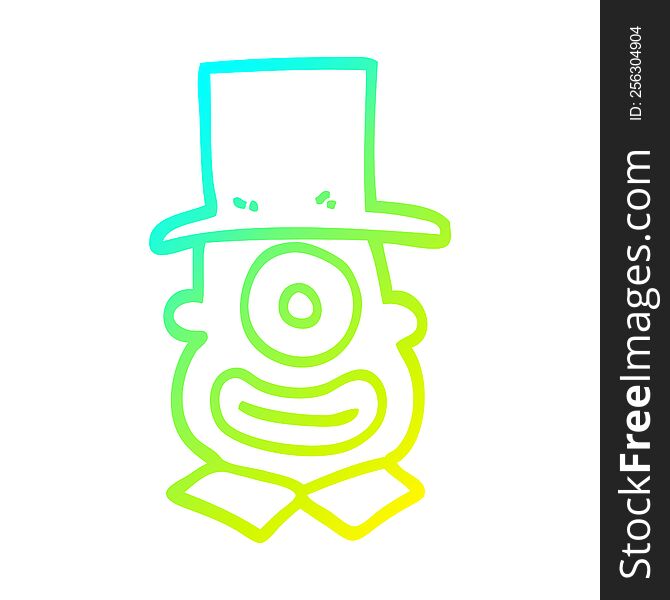 cold gradient line drawing of a cartoon cyclops in top hat