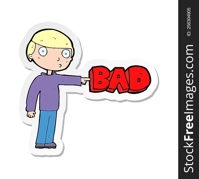 Sticker Of A Cartoon Man Pointing Out The Bad