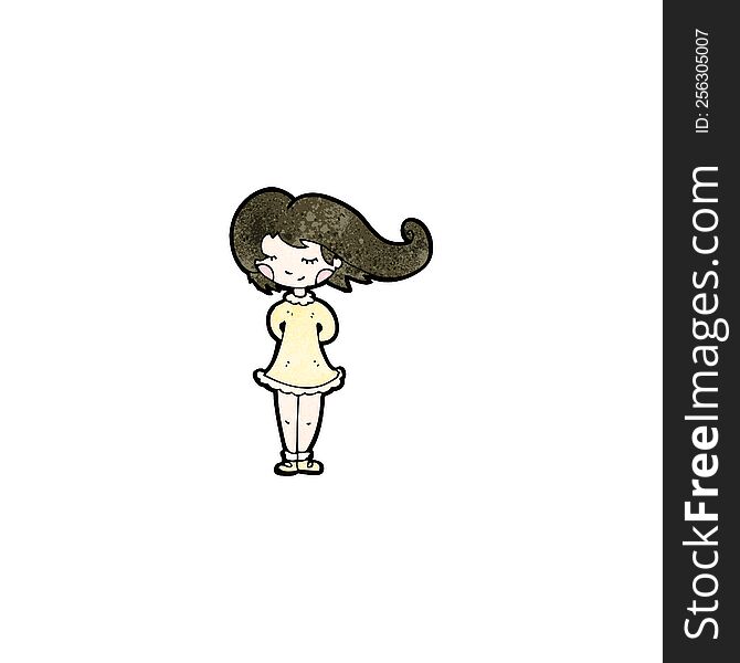 cartoon girl with hair blowing in wind