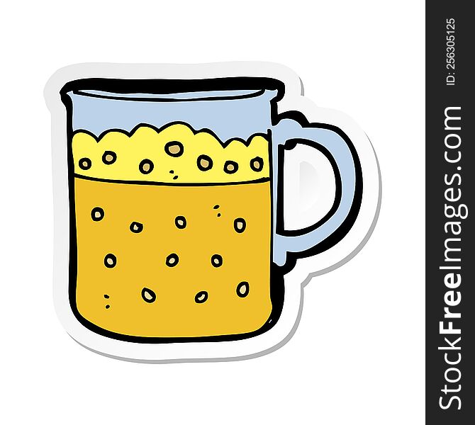 sticker of a cartoon mug of beer