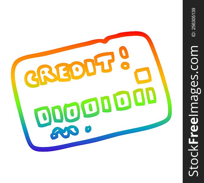 Rainbow Gradient Line Drawing Cartoon Credit Card