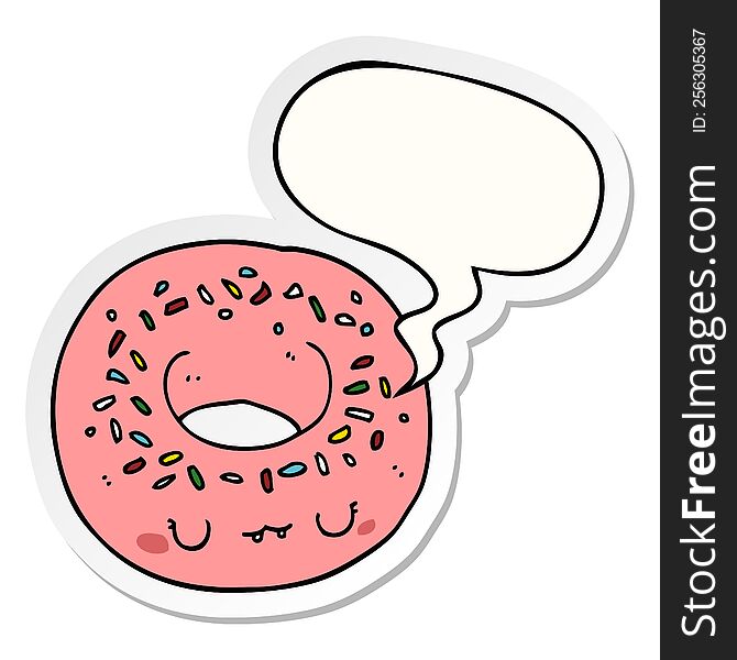 Cartoon Donut And Speech Bubble Sticker