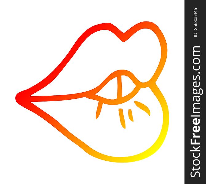 Warm Gradient Line Drawing Cartoon Pouting Lips