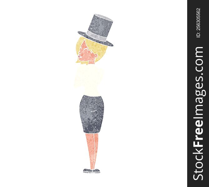 cartoon woman in top hat