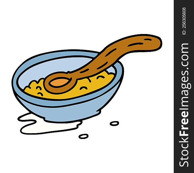 Cartoon Doodle Of A Cereal Bowl