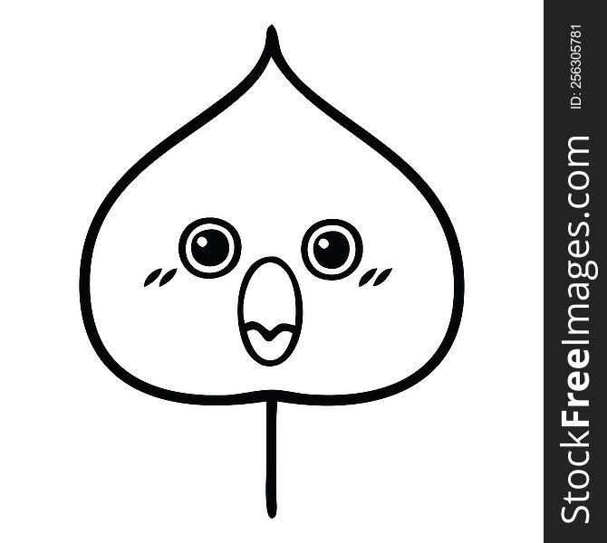 line drawing cartoon of a expressional leaf