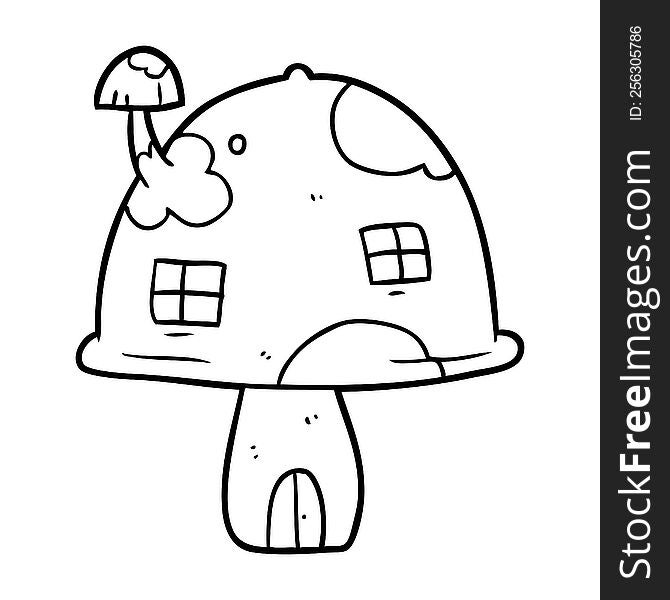 line drawing of a fairy mushroom house. line drawing of a fairy mushroom house