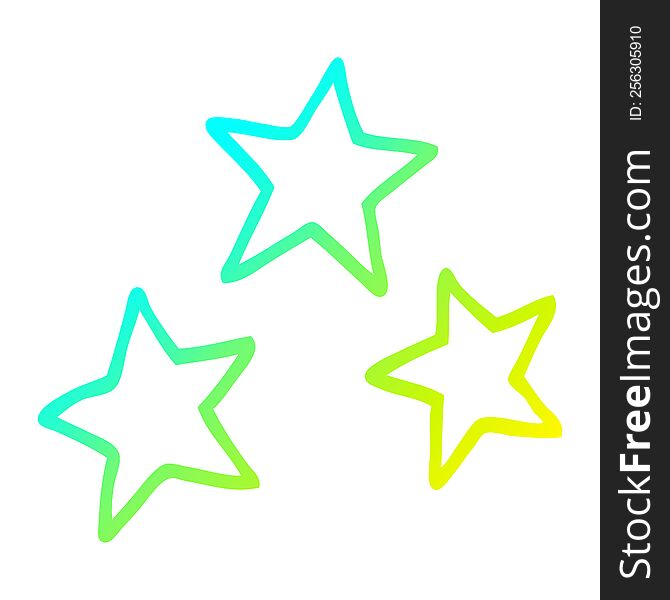 cold gradient line drawing of a cartoon stars