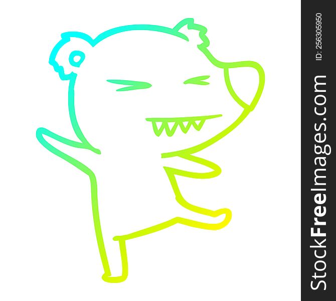 cold gradient line drawing of a dancing polar bear cartoon