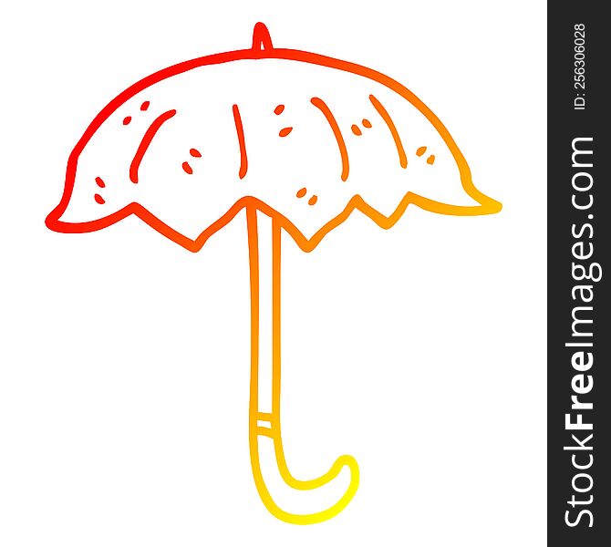 warm gradient line drawing of a cartoon open umbrella