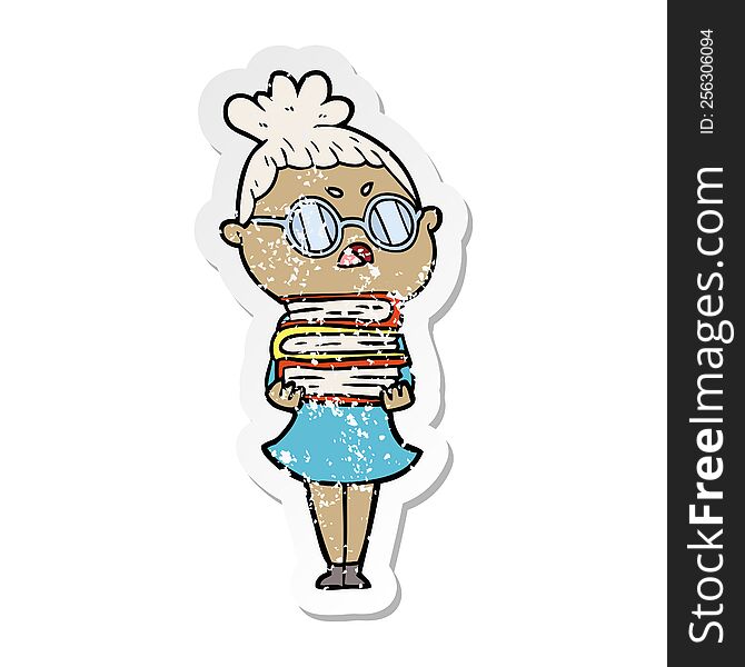 Distressed Sticker Of A Cartoon Annoyed Woman